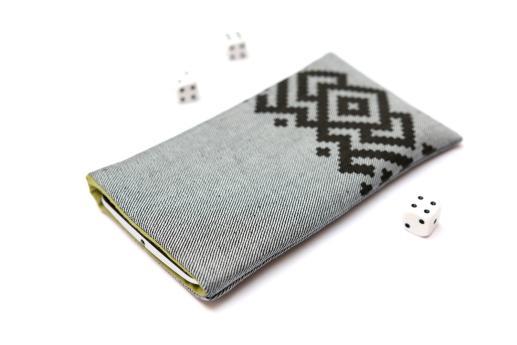 Apple iPhone 5S sleeve case pouch light denim with black ornament Apple iPhone 5S sleeve case pouch light denim with black ornament