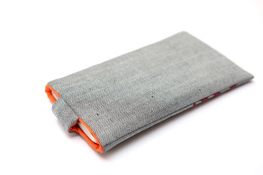 Motorola Nexus 6 sleeve case pouch light denim magnetic closure red ornament Motorola Nexus 6 sleeve case pouch light denim magnetic closure red ornament