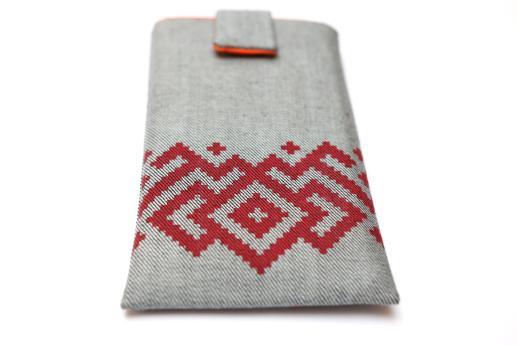 Motorola Nexus 6 sleeve case pouch light denim magnetic closure red ornament Motorola Nexus 6 sleeve case pouch light denim magnetic closure red ornament