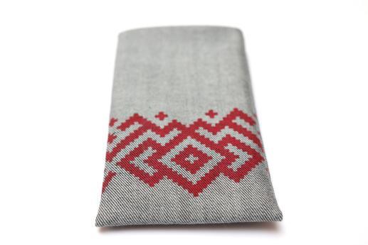 Motorola Moto G5 Plus sleeve case pouch light denim with red ornament Motorola Moto G5 Plus sleeve case pouch light denim with red ornament