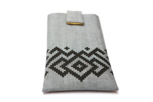 OnePlus 3 sleeve case pouch light denim magnetic closure black ornament OnePlus 3 sleeve case pouch light denim magnetic closure black ornament