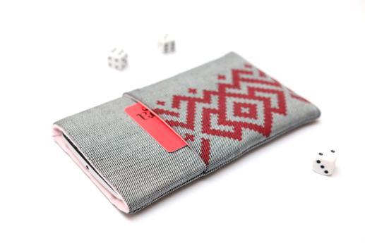 Samsung Galaxy Alpha sleeve case pouch light denim pocket red ornament Samsung Galaxy Alpha sleeve case pouch light denim pocket red ornament