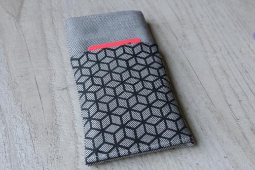 Samsung Galaxy S7 edge sleeve case pouch light denim pocket black cube pattern Samsung Galaxy S7 edge sleeve case pouch light denim pocket black cube pattern