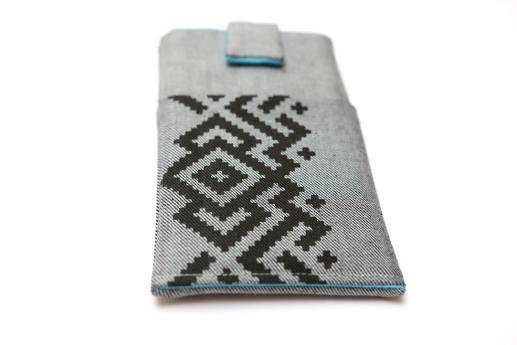 Sony Xperia XZ Premium sleeve case pouch light denim magnetic closure pocket black ornament Sony Xperia XZ Premium sleeve case pouch light denim magnetic closure pocket black ornament