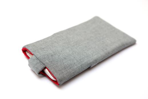 Xiaomi Mi 4i sleeve case pouch light denim magnetic closure pocket red ornament Xiaomi Mi 4i sleeve case pouch light denim magnetic closure pocket red ornament