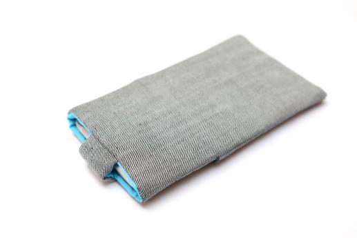 Xiaomi Mi 4 sleeve case pouch light denim magnetic closure pocket black ornament Xiaomi Mi 4 sleeve case pouch light denim magnetic closure pocket black ornament