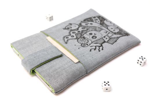 Asus Nexus 7 2013 case sleeve pouch light denim magnetic closure pocket black animals Asus Nexus 7 2013 case sleeve pouch light denim magnetic closure pocket black animals