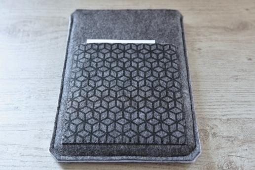 Samsung Galaxy Tab S2 8.0 case sleeve pouch dark felt pocket black cube pattern Samsung Galaxy Tab S2 8.0 case sleeve pouch dark felt pocket black cube pattern