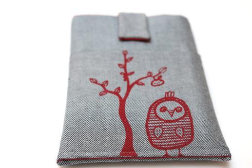 Kobo Glo HD sleeve case ereader light denim magnetic closure pocket red owl Kobo Glo HD sleeve case ereader light denim magnetic closure pocket red owl