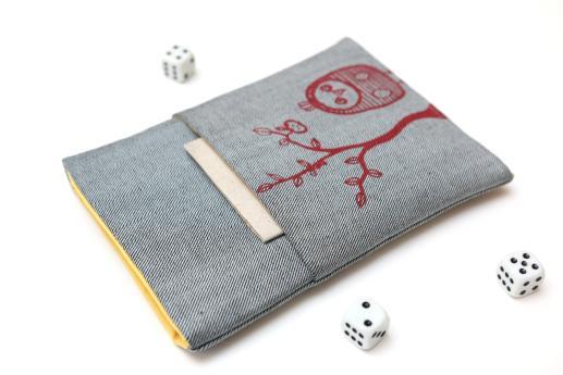 Kobo Mini sleeve case ereader light denim pocket red owl Kobo Mini sleeve case ereader light denim pocket red owl