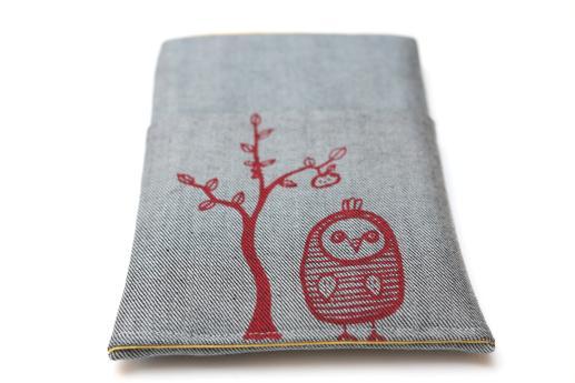 Kobo Mini sleeve case ereader light denim pocket red owl Kobo Mini sleeve case ereader light denim pocket red owl