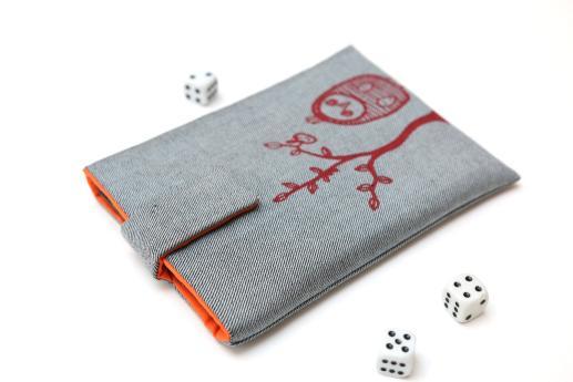 Kobo Touch sleeve case ereader light denim magnetic closure red owl Kobo Touch sleeve case ereader light denim magnetic closure red owl