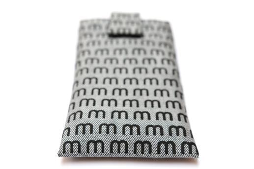 Motorola Moto G4 Play sleeve case pouch light denim magnetic closure black M pattern Motorola Moto G4 Play sleeve case pouch light denim magnetic closure black M pattern