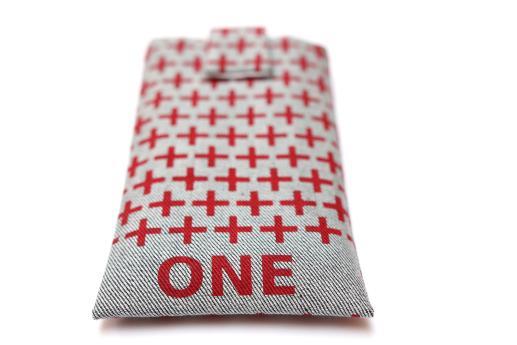 OnePlus 3 sleeve case pouch light denim magnetic closure red one plus pattern OnePlus 3 sleeve case pouch light denim magnetic closure red one plus pattern