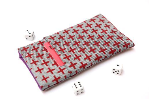 OnePlus 3 sleeve case pouch light denim pocket red plus pattern OnePlus 3 sleeve case pouch light denim pocket red plus pattern