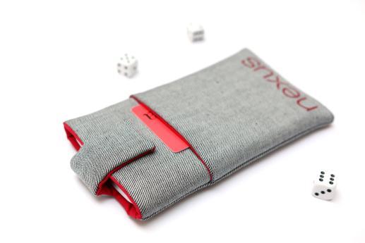 LG Nexus 5X sleeve case pouch light denim magnetic closure pocket red Nexus logo LG Nexus 5X sleeve case pouch light denim magnetic closure pocket red Nexus logo