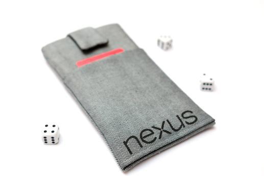 LG Nexus 5X sleeve case pouch light denim magnetic closure pocket black Nexus logo LG Nexus 5X sleeve case pouch light denim magnetic closure pocket black Nexus logo