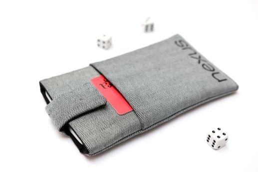 LG Nexus 5X sleeve case pouch light denim magnetic closure pocket black Nexus logo LG Nexus 5X sleeve case pouch light denim magnetic closure pocket black Nexus logo