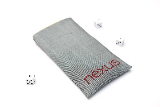 LG Nexus 4 sleeve case pouch light denim red Nexus logo LG Nexus 4 sleeve case pouch light denim red Nexus logo