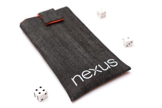 Motorola Nexus 6 sleeve case pouch dark denim magnetic closure white Nexus logo Motorola Nexus 6 sleeve case pouch dark denim magnetic closure white Nexus logo