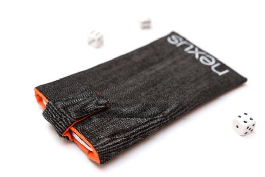Motorola Nexus 6 sleeve case pouch dark denim magnetic closure white Nexus logo Motorola Nexus 6 sleeve case pouch dark denim magnetic closure white Nexus logo