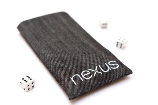 Motorola Nexus 6 sleeve case pouch dark denim white Nexus logo Motorola Nexus 6 sleeve case pouch dark denim white Nexus logo