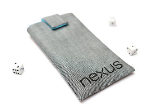 Motorola Nexus 6 sleeve case pouch light denim magnetic closure black Nexus logo Motorola Nexus 6 sleeve case pouch light denim magnetic closure black Nexus logo