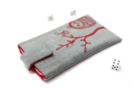 Samsung Galaxy S8 sleeve case pouch light denim magnetic closure red owl Samsung Galaxy S8 sleeve case pouch light denim magnetic closure red owl