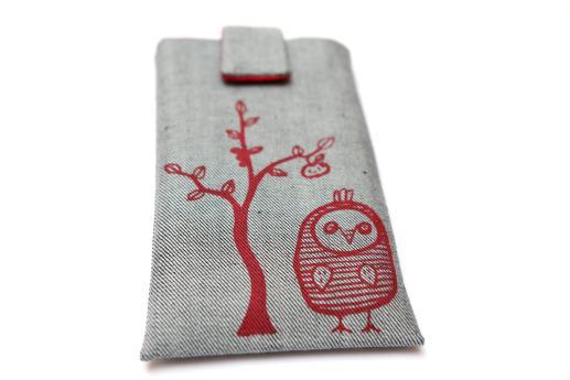 Samsung Galaxy S8 sleeve case pouch light denim magnetic closure red owl Samsung Galaxy S8 sleeve case pouch light denim magnetic closure red owl