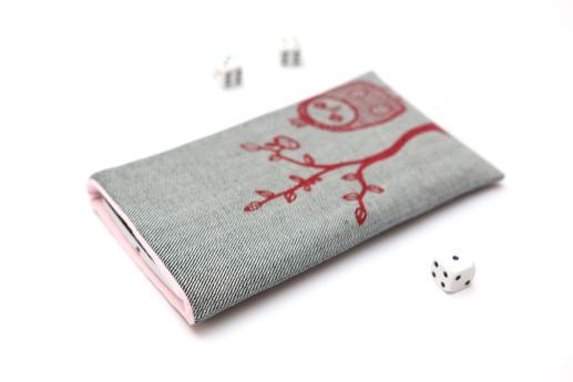 Xiaomi Redmi 3S sleeve case pouch light denim with red owl Xiaomi Redmi 3S sleeve case pouch light denim with red owl