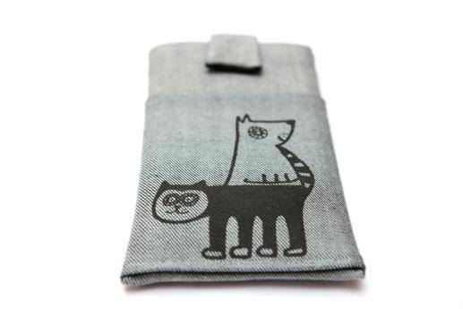 Samsung Galaxy S9 sleeve case pouch light denim magnetic closure pocket black cat and dog Samsung Galaxy S9 sleeve case pouch light denim magnetic closure pocket black cat and dog
