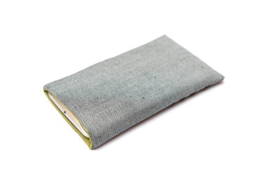 OnePlus 6 sleeve case pouch light denim with black ornament OnePlus 6 sleeve case pouch light denim with black ornament