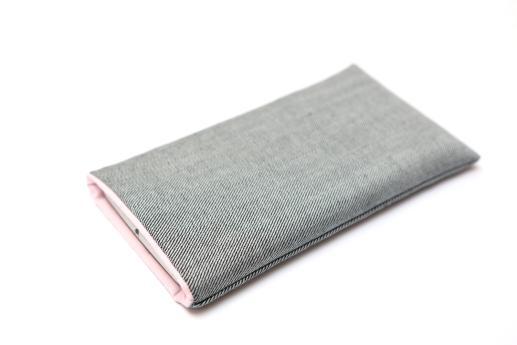 OnePlus 6 sleeve case pouch light denim with red owl OnePlus 6 sleeve case pouch light denim with red owl