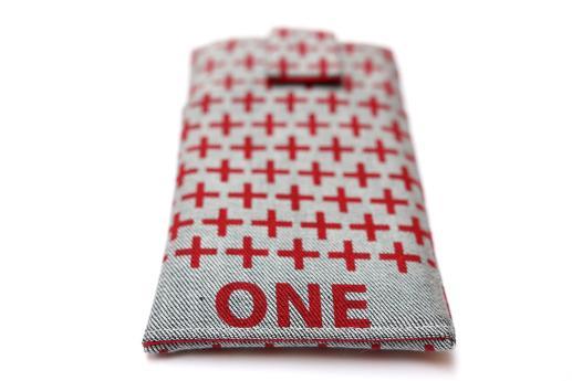 OnePlus 6 sleeve case pouch light denim magnetic closure pocket red one plus pattern OnePlus 6 sleeve case pouch light denim magnetic closure pocket red one plus pattern