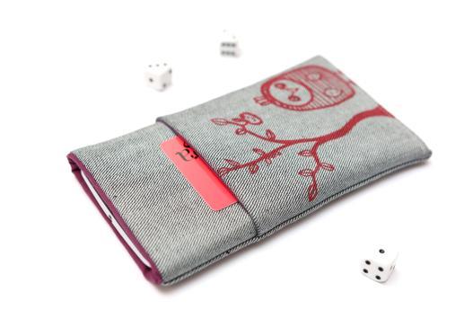 OnePlus 6T sleeve case pouch light denim pocket red owl OnePlus 6T sleeve case pouch light denim pocket red owl