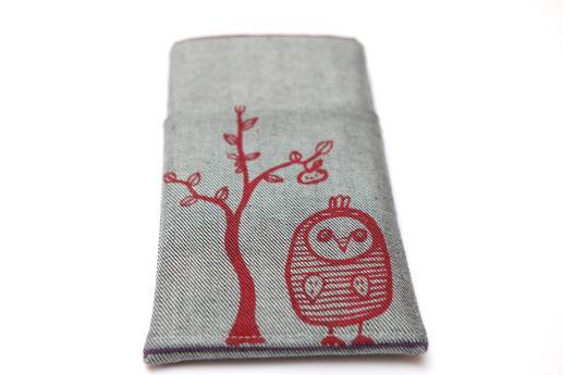 OnePlus 6T sleeve case pouch light denim pocket red owl OnePlus 6T sleeve case pouch light denim pocket red owl