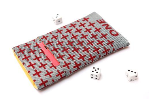 OnePlus 6T sleeve case pouch light denim pocket red one plus pattern OnePlus 6T sleeve case pouch light denim pocket red one plus pattern