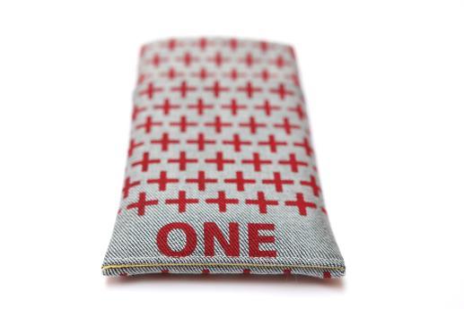 OnePlus 6T sleeve case pouch light denim pocket red one plus pattern OnePlus 6T sleeve case pouch light denim pocket red one plus pattern