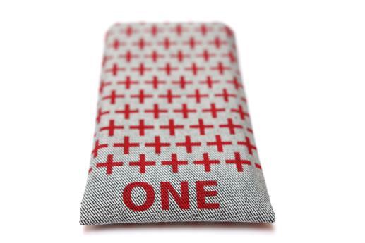 OnePlus 6T sleeve case pouch light denim red one plus pattern OnePlus 6T sleeve case pouch light denim red one plus pattern