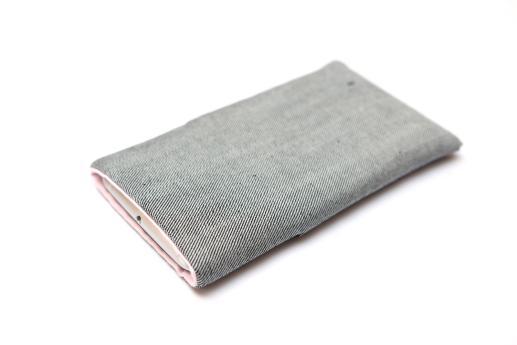 Apple iPhone 11 sleeve case pouch light denim pocket red ornament Apple iPhone 11 sleeve case pouch light denim pocket red ornament
