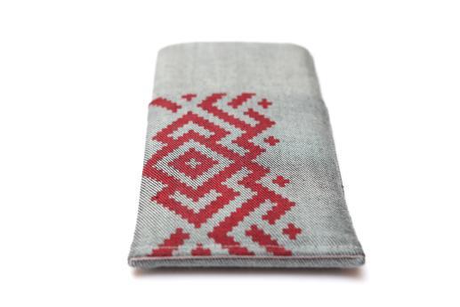 Apple iPhone 11 sleeve case pouch light denim pocket red ornament Apple iPhone 11 sleeve case pouch light denim pocket red ornament